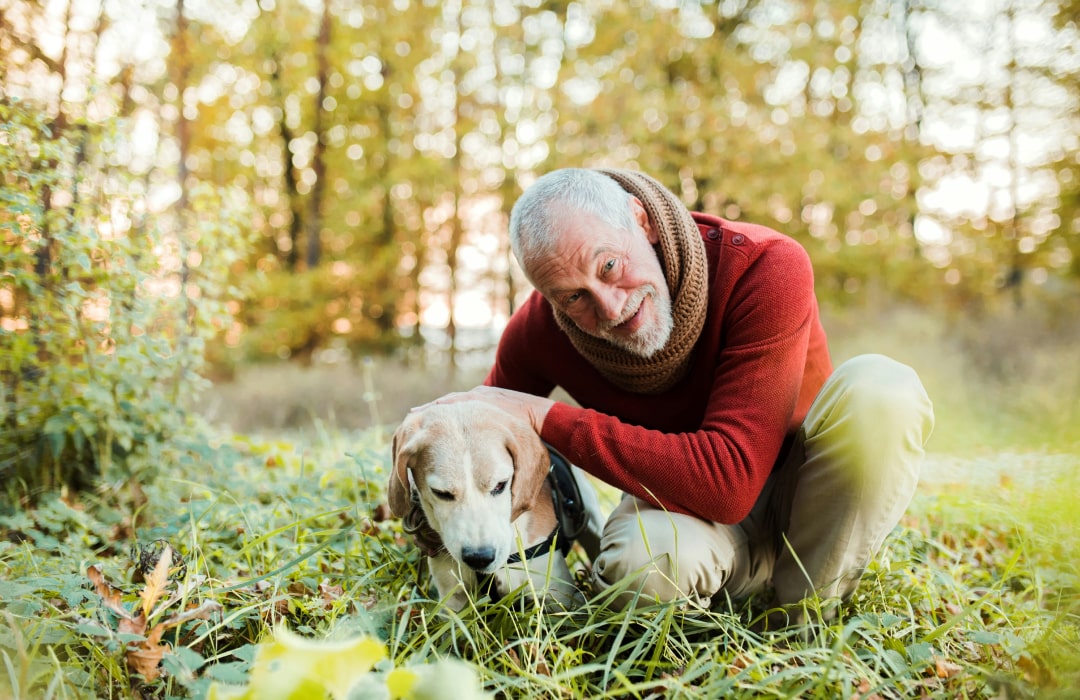 Happy pet with his happy owner